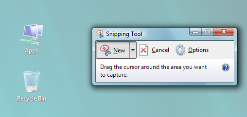 The Snipping Tool interface