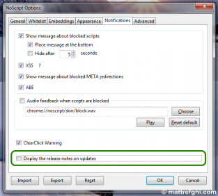 How to make it so the NoScript page does not automatically appear whenever you update. How to make it so the NoScript page does not automatically appear whenever you update.